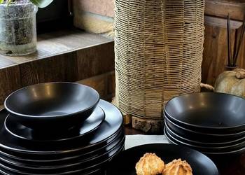 Promocja 139 zł Zestaw 18 sztuk talerzy czarny mat