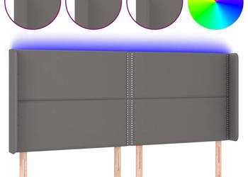 Zagłówek do łóżka z LED szary 183x16x118/128cm sztuczna skóra WM-3124014