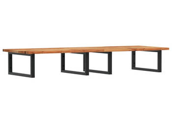 Półka ścienna pod umywalkę stal i lite drewno akacjowe WM-3302841