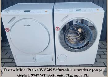 Zestaw Miele. Pralka W 6749 + suszarka z pompą T 9747 WP, 7kg, menu PL