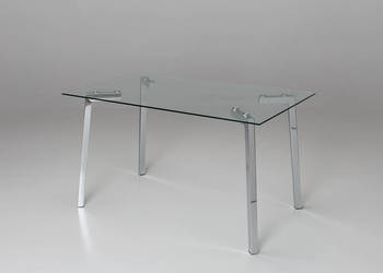 Szklany Stol 140cm x 80cm Transparentny Przezroczysty Srebrny