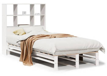 Łóżko z regałem bez materaca białe lite drewno 90x200 cm WM-3323912