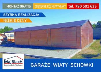 GARAŻ BLASZANY ZŁOTY DĄB + bramy garażowe - Maj-Blach
