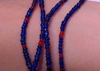 Niebiesko czerwona bransoletka handmade koraliki wysyłka