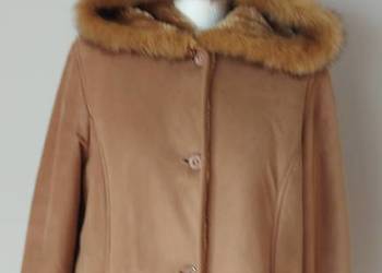Beżowy kożuszek, sztuczne futro xxl