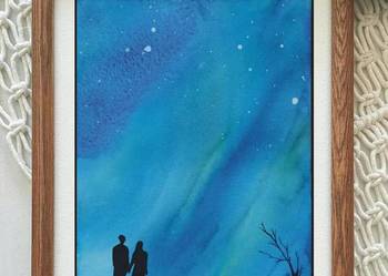Akwarela Akwarelka Obraz pt. Bezmiar 26 x 18 cm