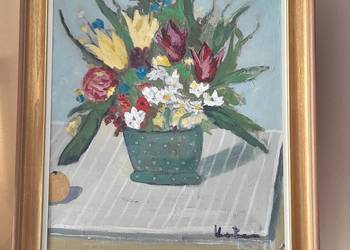 Kwiaty, martwa natura, obraz olejny, płótno