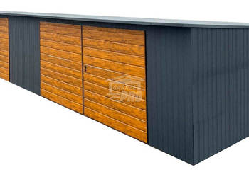 Rząd garaży Garaż blaszany 18x5m 3x brama dwuskrzydłowa drzwi dach GP525