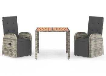 vidaXL 3-cz. zestaw mebli ogrodowych z poduszkami, szary rattan(SKU:3157591