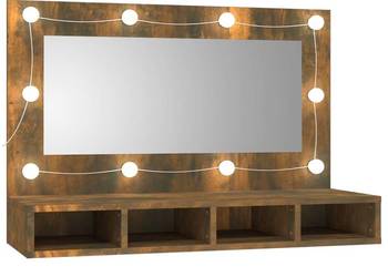 vidaXL Szafka z lustrem i LED, przydymiony dąb(SKU:820457)