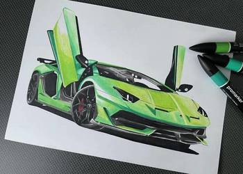 rysunek samochodu, motoryzacja, na prezent,auto,handmade