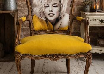 Stylowy fotel glamour vintage – z unikatowym nadrukiem Glamour