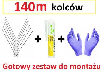 140 metrów kolców na gołębie +klej do montażu +rękawice