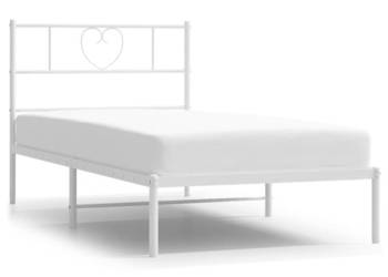 Łóżko Metalowe Białe Rama Łóżka Ze Stelażem Biała 107x203 cm WM-355508