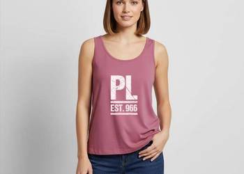 Patriotyczna Koszulka na ramiączkach damska Premium PL EST. 966 Polska