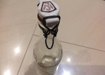 Stara Butelka Szklana z Porcelanką poj 0,5 L Sygnowana