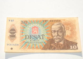 Stary banknot 10 koron Czechosłowacja 1986 antyk
