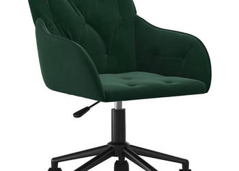 Obrotowe krzesło biurowe ciemnozielone tapicerowane aksamitem WM-344869