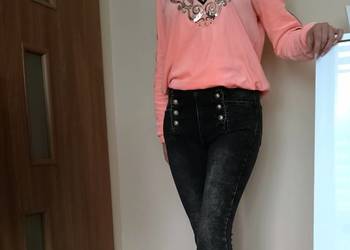 HITOWE spodnie damskie jeans marmur złote guziki M L GRATIS