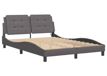 Rama łóżka z LED szara sztuczna skóra 120x200 cm WM-3214099