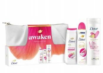 DOVE zestaw: żel pod prysznic, balsam, dezodorant + kosmetyczka GRATIS