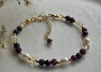 Kamienie naturalne Granat Perła Cytryn Bransoletka Ochrony i Szczęścia