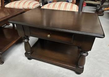 Dębowa ciężka prostokątna ława z szufladką