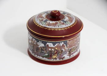 Dekoracyjny pojemnik świąteczny z pokrywką – czerwony – 1,4 kg