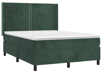 Łóżko kontynentalne z materacem i LED zielony aksamit 140x190cm WM-3139502