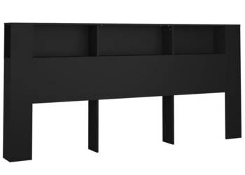 Wezgłowie łóżka z półkami czarne 220x185x1045 cm WM-811962