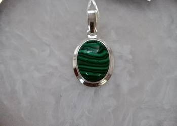 Srebrna Nowa zawieszka malachit naturalny wys.31mm.pr.925