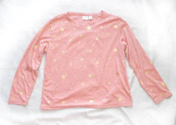 aksamitna bluza rozmiar L, pudrowa bluza damska, damska bluza w gwiazdki