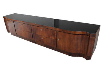 Niska, długa komoda art - deco pod telewizor/ RTV / palisander czerń antyk