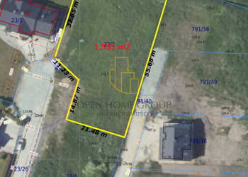 Żórawina, działka budowlana 1531 m2, media