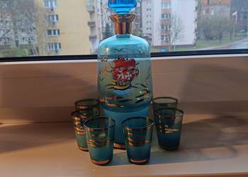 Karafka i kieliszki bohemia szkło manganowe