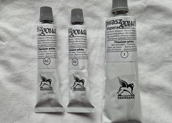 Nowe 3x Farba gwasz Renesans biel 2x20ml 1x60 ml