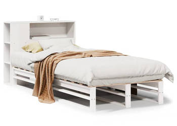 Łóżko z regałem bez materaca białe lite drewno 100x200 cm WM-3323903