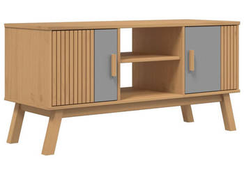 Szafka RTV OLDEN szaro-brązowa 114x43x57 cm drewno sosnowe WM-358601