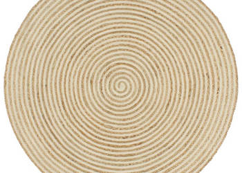 Dywanik ręcznie wykonany z juty spiralny wzór biały 120 cm WM-133717