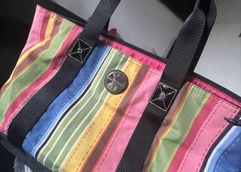 Kolorowa torba shopper tote Franco Sarto w pionowe pasy, pojemna