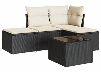 5-cz. zestaw wypoczynkowy do ogrodu poduszki czarny rattan PE WM-3249325