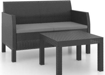 2-cz. zestaw wypoczynkowy poduszki rattan PP antracyt WM-3079667