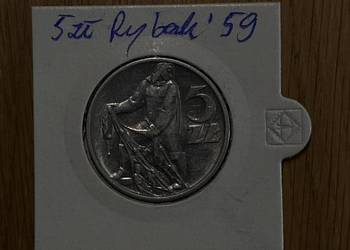 Moneta 5 zl rybak 1959