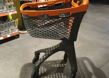 Wózek sklepowy plastikowy zakupowy 100 litrów Super lekki Pomarańczowy