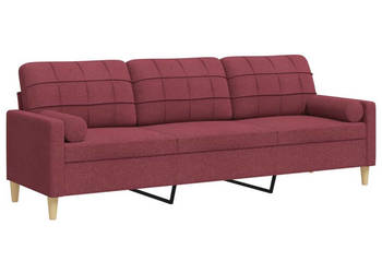3-osobowa sofa z poduszkami winna czerwień 210 cm tkanina WM-3278207
