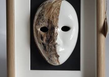 Maska Obraz maska ceramiczna malowana ręcznie oprawiona w ramę