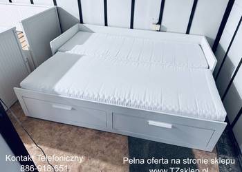 IKEA BRIMNES Łóżko Leżanka z 2 szufladami, 2 materace IKEA ,białe Transport