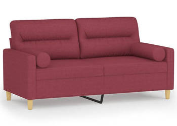 2-osobowa sofa z poduszkami winna czerwień 140 cm tkanina WM-3200827