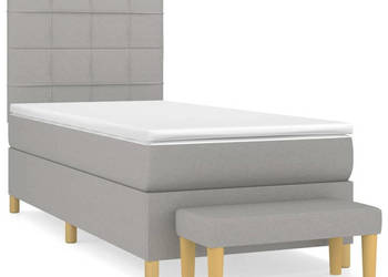 Łóżko kontynentalne z materacem jasnoszare tkanina 80x200 cm WM-3137109