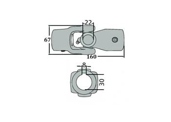 Przegub kompletny pojedynczy, kat. 1, z obu stron otwór, fi 30, wpust 8, z…